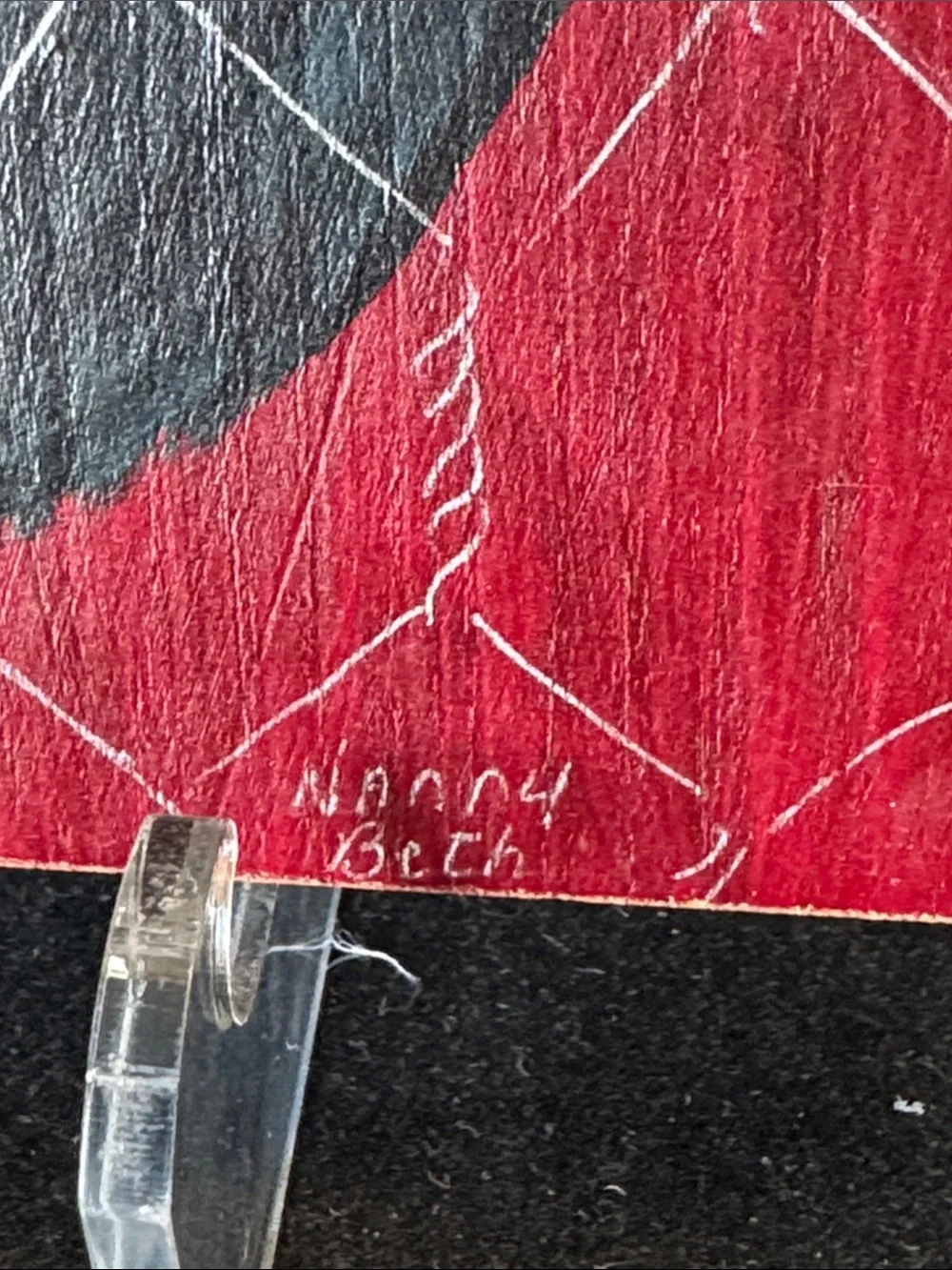 Hand-Painted Rooster cutting board Folk Art- Red, Black, White by Nanny Beth